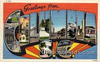 Columbia, South Carolina Large Letter Town Unused 