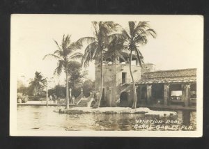 RPPC CORAL GABLES FLORIDA VENETIAN POOL SWIMMING REAL PHOTO POSTCARD