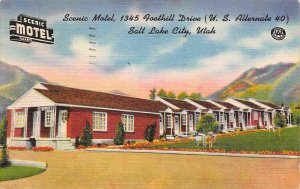 Scenic Motel US 40 Salt Lake City Utah 1950 linen postcard