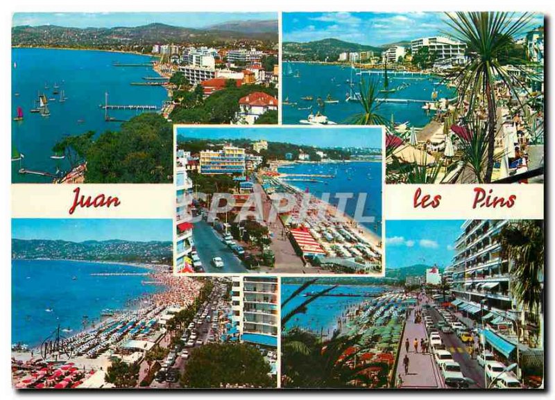 Modern Postcard The French Riviera Juan les Pins General view Beach Walk Sun