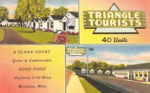 Meridian Mississippi Triangle Tourists Multiview Linen Antique Postcard K18178