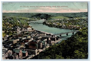 1910 Aerial View Part Business Section, South Side, Oil City PA Postcard