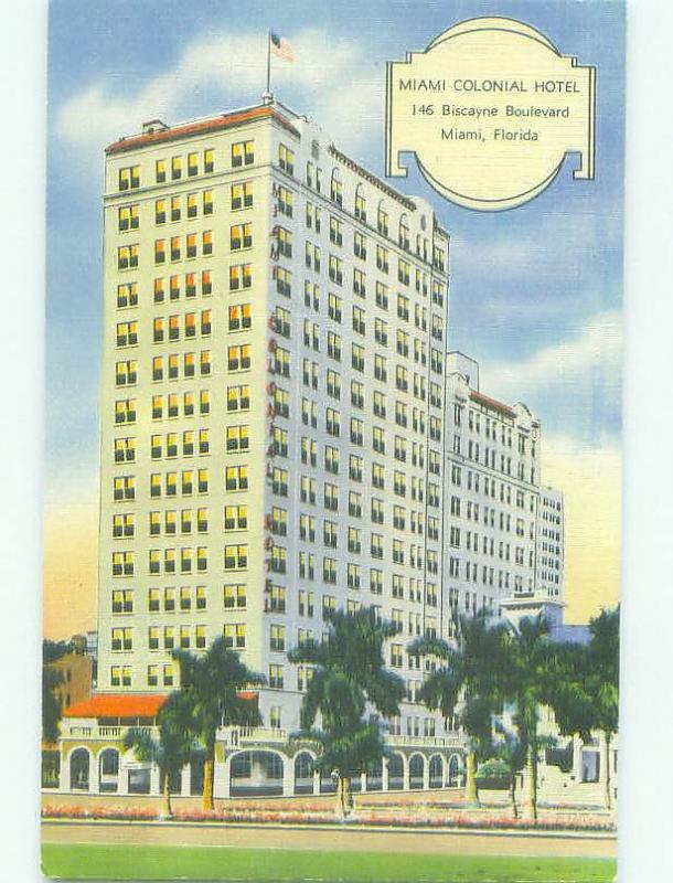 Unused Linen MIAMI COLONIAL HOTEL Miami Florida FL hr8243