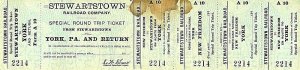 (4) 1900s Stewartstown Railroad Company Round Trip Tickets to York,PA .