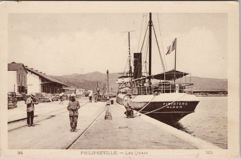 Philippeville Les Quais Algeria Africa Finistere Ship Unused Postcard F36