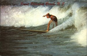 Point Pleasant Beach NJ Surfing Surfer Vintage Chrome Postcard