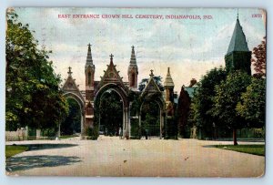 Indianapolis Indiana Postcard East Entrance Crown Hill Cemetery 1910 Antique