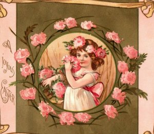 1880's Fab Graphical Victorian Easter Adorable Girl #2 7A