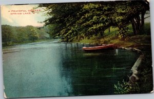 Postcard NJ Spring Lake - A Peaceful Corner - boat at shore
