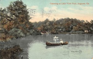 CANOEING AT LAKE VIEW PARK AUGUSTA GEORGIA POSTCARD 1910