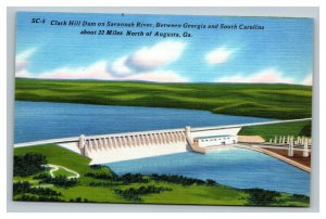 Vintage 1940's Postcard Clark Hill Dam Savannah River Augusta Georgia