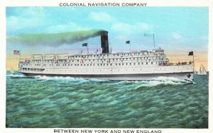 Vintage Postcard 1920's Colonial Navigation Company Bet. New York & New England