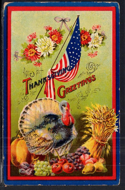 Thanksgiving Greetings Turkey Flag BIN