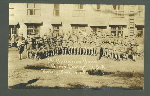 Camp Dodge IOWA RP 1919 U.S. ARMY 1st Battalion Band VICTORY TOUR WW1 Soldiers