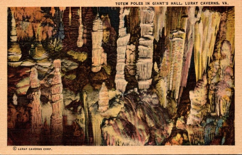 Virginia Caverns Of Luray Totem Poles In Giant's Hall 1950