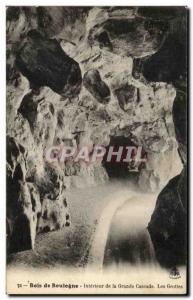 Old Postcard Bois De Boulogne Interior De La Grande Cascade Caverns