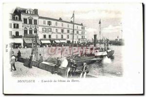 Old Postcard Honfleur The arrival of the boat from Le Havre