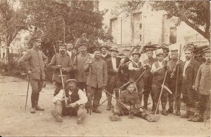 WWI German Soldiers w Farm Tools, Farming, Uniform, Feldpost 1916