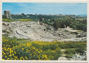 Italy, Italia, SIRACUSA, Greek Theatre and panorama, used Postcard