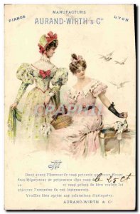 Old Postcard Publicite Manufacture Aurand Wirth & Co. Lyon Piano Women