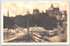 Vintage Berlin Postcard Brandenburger Tor Siegesaule Reichstag 1928