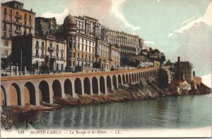 Monaco Monte Carlo La Rampe et les Hotels Vintage Postcard 04.10