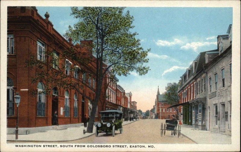 Easton Maryland MD Washignton Street Scene Vintage Postcard