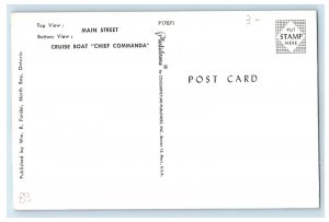 c1950's Main Street Cruise Boat Chief Commanda Greetings from North Bay Postcard