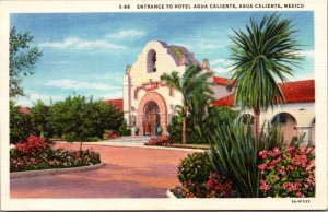 Linen Postcard Entrance to Hotel Agua Caliente, Mexico