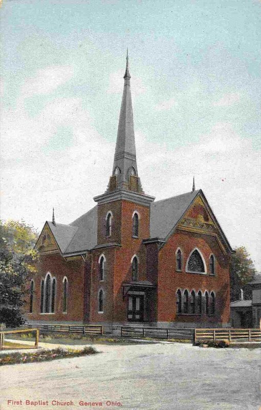 First Baptist Church Geneva Ohio 1910c postcard