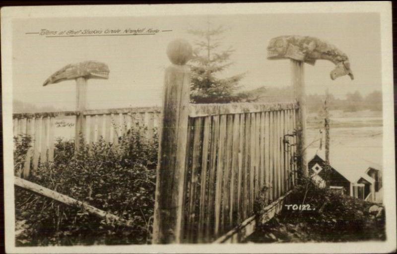 Wrangell AK Totems Chief Shake Grave c1910 Real Photo Postcard