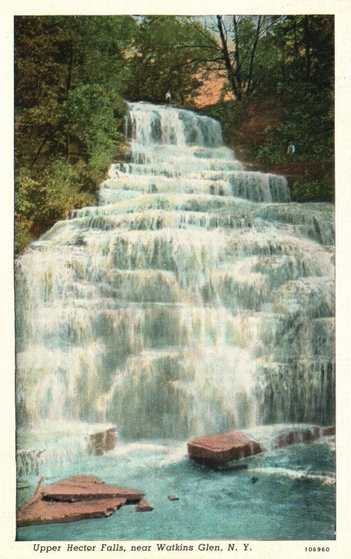 Vintage Postcard Upper Hector Falls Tourist Attraction Watkins Glen New York NY