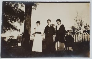 RPPC Children Posing in Yard Cool Shadow on the Tree Postcard B28