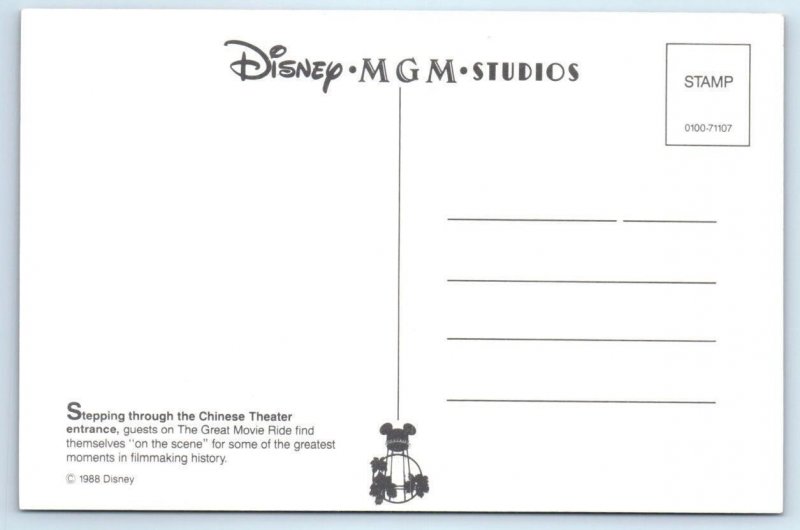 DISNEY MGM STUDIOS, FL~ Great Movie Ride DISNEY MGM STUDIOS 1988- 4x6 Postcard