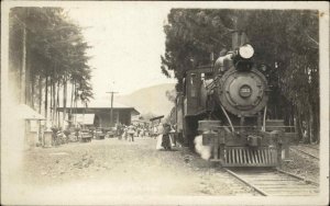 Patzcuaro Mexico RR Train at Station Depot c1910 Real Photo Postcard