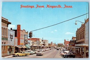 Kingsville Texas TX Postcard View Main Street King Ranch Naval Air Station c1960