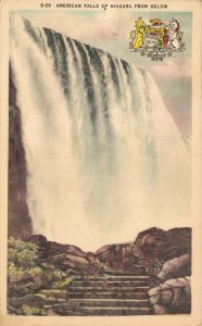 Canada American Falls Of Niagara From Below Linen Postcard 03.55