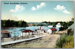 Postcard Bracebridge Ontario c1910s View of Wharf Steamer Muskoka District