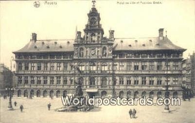 Hotel de Ville et Fontaine Brabo Anvers Netherlands Writing on back 