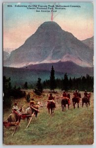 Native Americana~Montana~Old Travois Trail @ Glacier Natl Park~Vintage Postcard