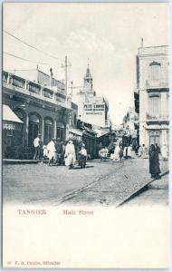 TANGIER, MOROCCO   North Africa  MAIN STREET Scene  Petit Louvre 1900s  Postcard