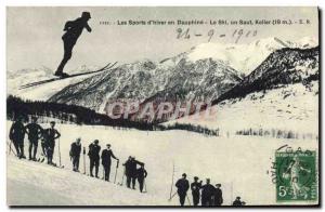 Old Postcard of Sports & # 39hiver Ski Dauphine skiing a jump Keller