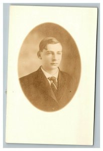 Vintage 1910's RPPC Postcard Photo of Handsome Young Man