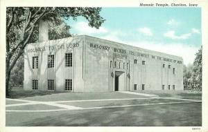 Chariton Iowa Masonic Temple 1930s Postcard Teich 4967