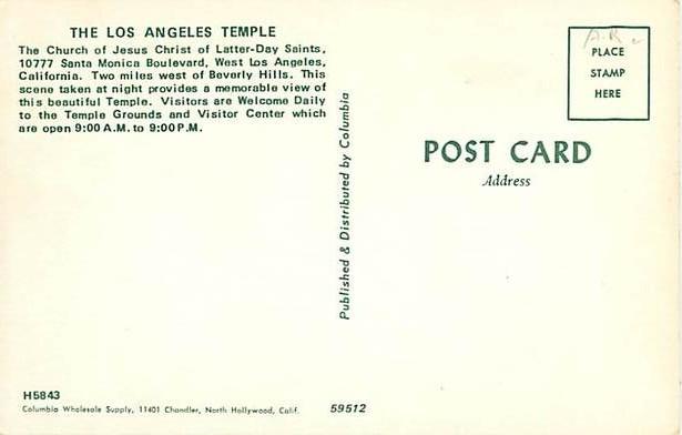 Mormon Temple Los Angeles California CA