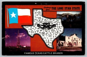 Greetings From The Lone Star State TEXAS Postcard - Famous Cattle Brands - 1979