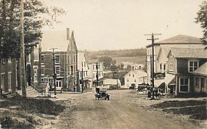 Waldoboro ME Downtown Street View Old Trucks Real Photo Postcard