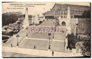 Old Postcard Marseille Monumental Staircase of the St Charles station