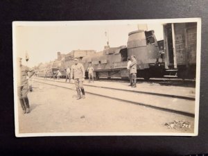 Mint WWI Postcard Military Armored War Train Soldier Army US Army