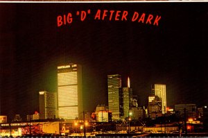Texas Dallas Big D After Dark Skyline Looking West